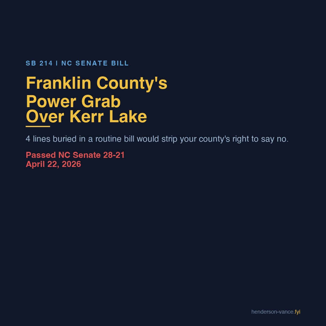 SB 214 - Franklin County's power grab over Kerr Lake