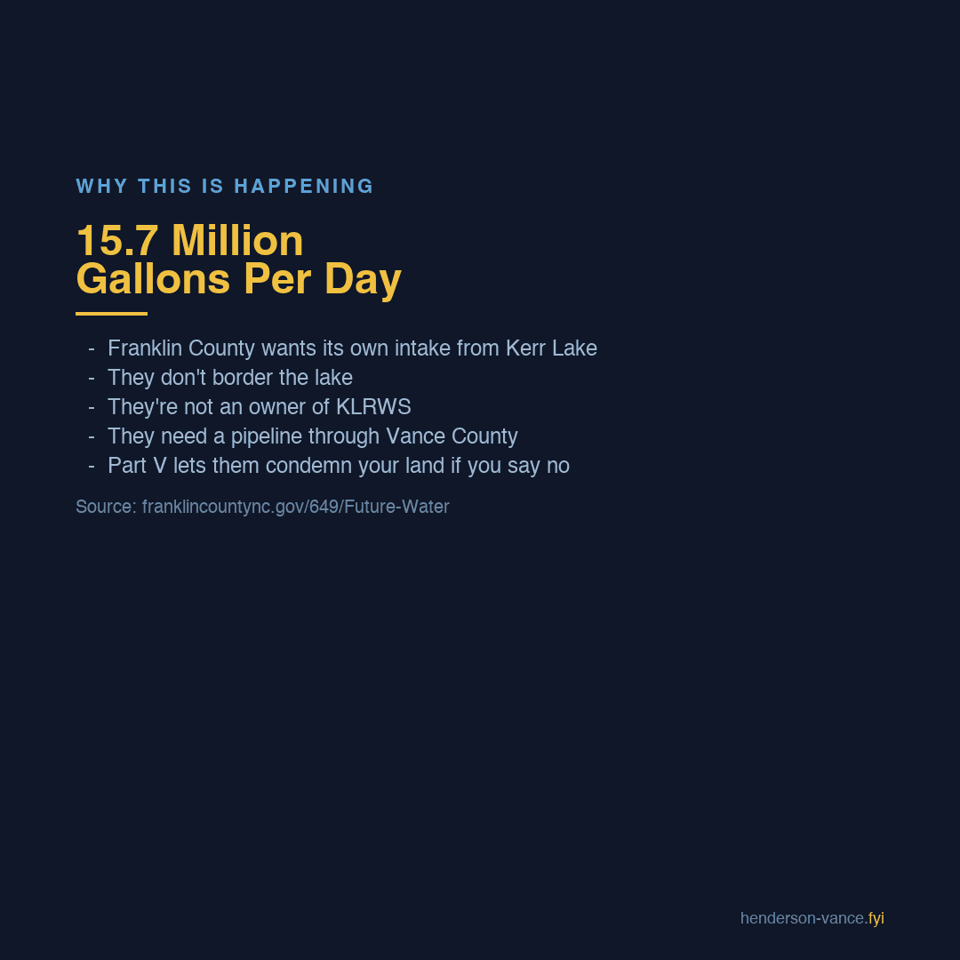 Why - Franklin County wants 15.7 MGD from Kerr Lake